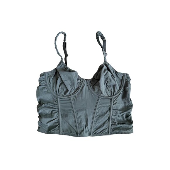 GILLY HICKS Gray Nylon Corset Style Crop Tank Top Size Medium - Picture 3 of 8